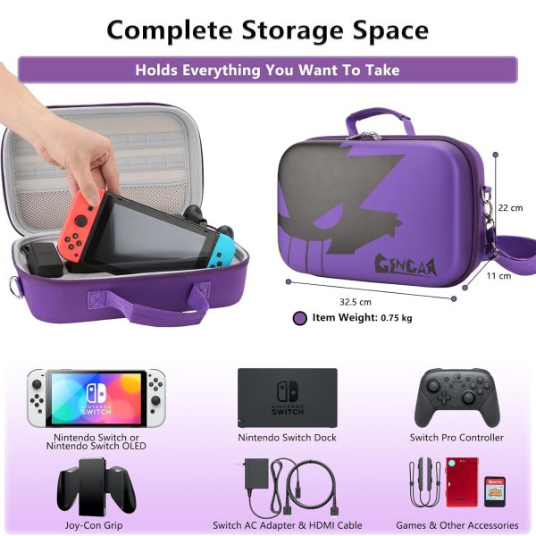 Dronside Portable Carrying Case for Nintendo Switch / Switch OLED Model (2021) – Hard Travel Storage Messenger Bag for Nintendo Switch Console Pro Controller Accessories - Image 3