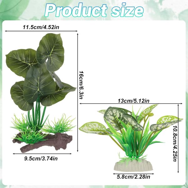 2 Pcs Reptile Tank Plants, Aquarium Fake Plants Reptile, Reptile Plants for Terrarium Decorations Supplies, Amphibian Reptile Fake Plants, Fake Plants for Reptiles, Plants for Reptile Terrarium - Image 3