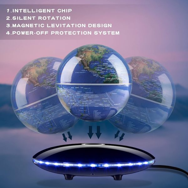 Levitating Globe,Cool Gadgets Magnetic Globes Floating Globe World Map Office Decor with LED Light Base,Cool Tech Gift for Men Father Boys Boss - Image 4