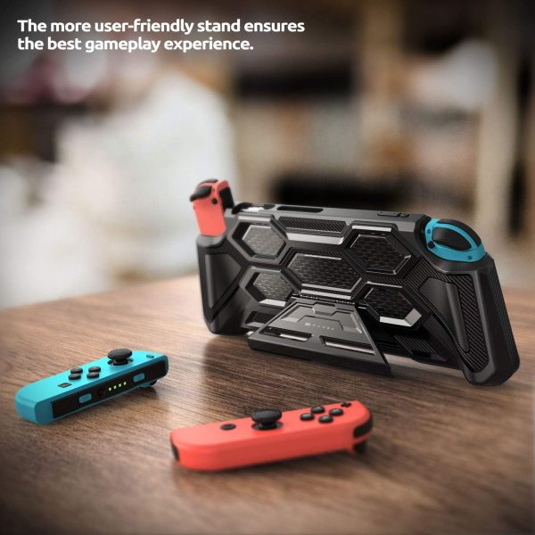 Mumba Protective Case for Nintendo Switch, [Battle Series] Heavy Duty Grip Cover for Nintendo Switch Console with Comfort Padded Hand Grips and Kickstand (Black) - Image 7