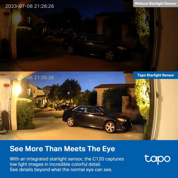 Tapo TP-Link 2K QHD Security Camera, Indoor/Outdoor, 𝟮𝟬𝟮𝟰 𝗣𝗖𝗠𝗮𝗴 𝗘𝗱𝗶𝘁𝗼𝗿'𝘀 𝗖𝗵𝗼𝗶𝗰𝗲, Color Night Vision, Free Person/Pet/Vehicle Detection, Invisible IR Mode, SD Storage, C120 - Image 4