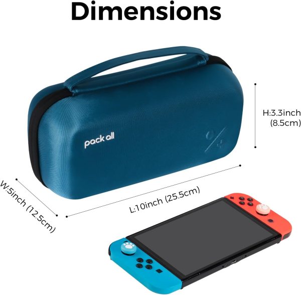 pack all Switch Case Compatible with Nintendo Switch and New OLED Model, Large Capacity Carrying Case for Travel, Portable Hard Game Case Travel Bag for Console & Accessories,19 Game Card Slots (Blue) - Image 7