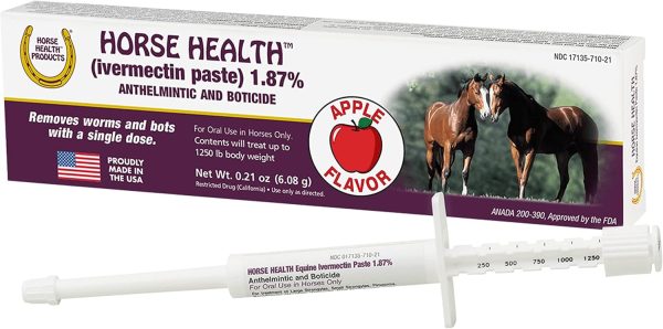 Horse Health (ivermectin paste) 1.87%, Equine Dewormer, up to 1,250 lbs 0.21 Ounces