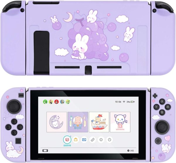 GeekShare Protective Case for Switch, Soft TPU Slim Case Cover Compatible with Nintendo Switch Console and Joy-Con (Grape Bunny)