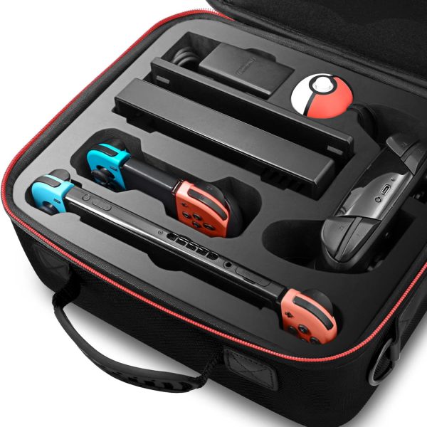 VORI Carrying Case for Nintendo Switch/Switch OLED Model (2021), Hard Travel Storage Protective Case with Handle and Shoulder Strap for Pro Controller, Poke Ball Plus and Switch Accessories, Black - Image 5