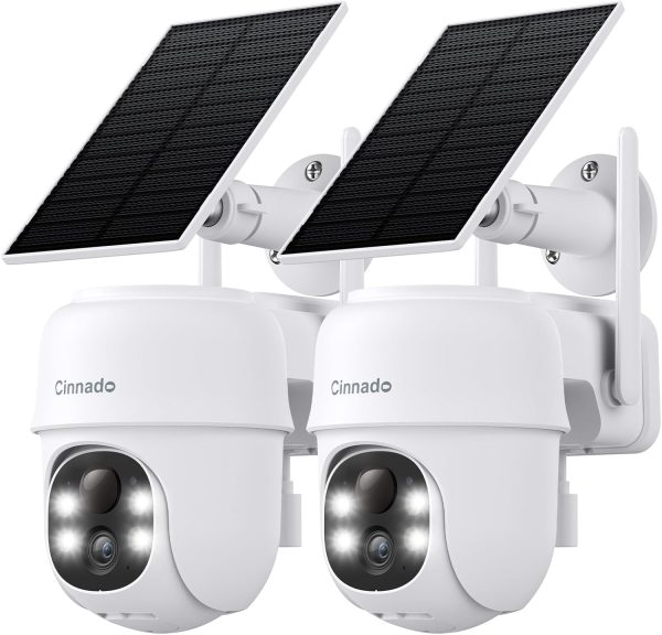 2K Cameras for Home Security-2.4G WiFi Outdoor Camera Wireless Solar/Battery Powered, 360° Viewing, Human Detection, Color Night Vision, Cloud/SD Storage, Works with Alexa/Google Home(2 Pack)