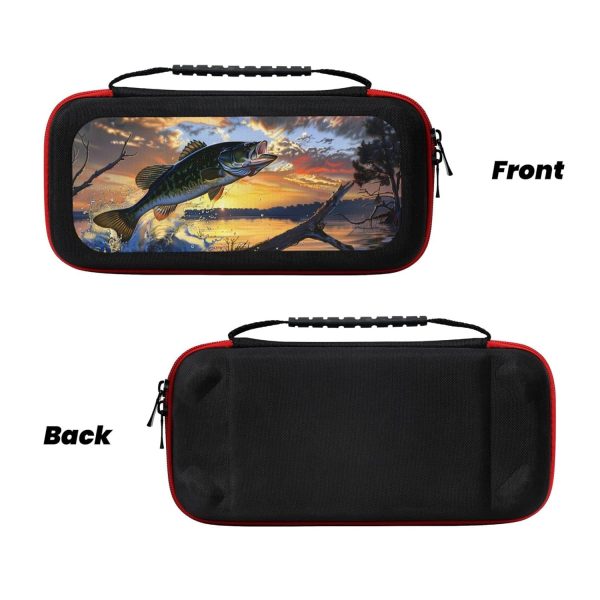 Bass Fish Carrying Case for Nintendo Switch NS Console and Accessories, Casual Portable Travel Carry Cover Pouch Bag with 20 Game Card Slots - Image 2