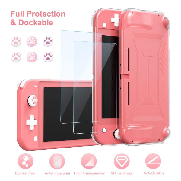 innoAura Switch Lite Case 18 in 1 Switch Lite Accessories Bundle with Switch Lite Carrying Case, Switch Game Case, Switch Lite Screen Protector, Switch Stand, Switch Thumb Grips (Coral) - Image 6