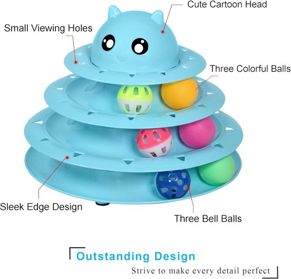 UPSKY Cat Toy Roller 3-Level Turntable Cat Toys Balls with Six Colorful Balls Interactive Kitten Fun Mental Physical Exercise Puzzle Kitten Toys - Image 4