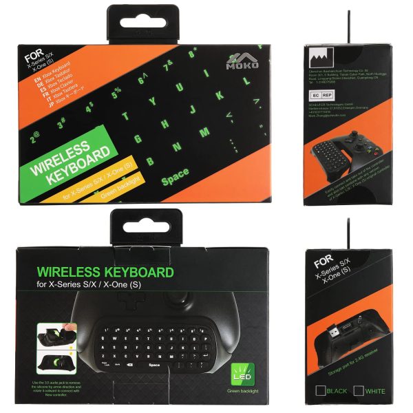 MoKo Green Backlight Keyboard for Xbox One Controller, Xbox Series X/S, Wireless Gaming Chatpad Keypad with USB Receiver&3.5mm Audio Jack, Xbox Accessories for Xbox One/One S/Elite/2 Controller, Black - Image 8