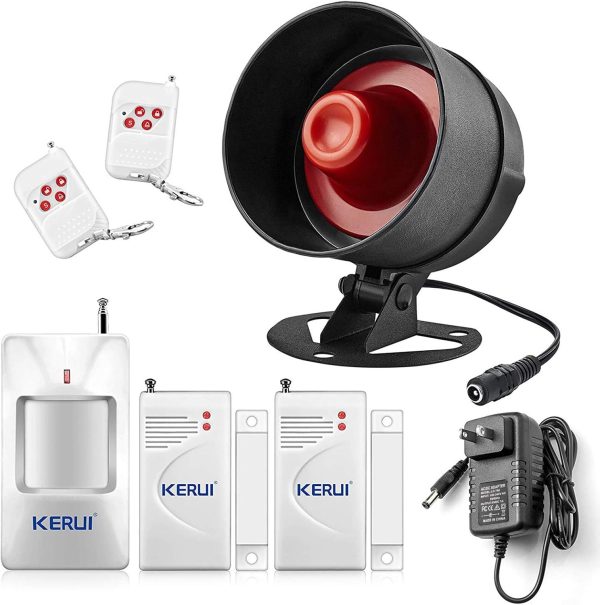 KERUI Home Security System Indoor Outdoor Weather-Proof Siren Window Door Sensors Motion Sensor Alarm with Remote Control More DIY, Wireless House Hotel Garage Shop Burglar Door Alarm, NO WIFI/GSM/APP