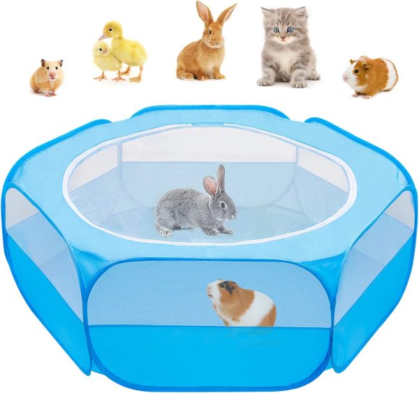 Amakunft Small Animal Pop-Up Playpen with Mesh Cover, 47'' x 23.6'' x 15'' Chicken Brooder Box, Play Pen Indoor Outdoor for Guinea Pigs, Bunny, Rabbits, Ferrets, Chinchillas, Kittens