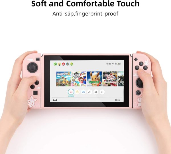 GeekShare Protective Case for Switch, Soft TPU Slim Case Cover Compatible with Nintendo Switch Console and Joy-Con (Steamed Bun Rabbit) - Image 3