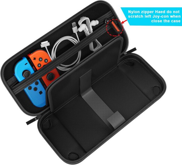 daydayup Switch Carrying Case Compatible with Nintendo Switch/Switch OLED, with 20 Games Cartridges Protective Hard Shell Travel Carrying Case Pouch for Console & Accessories - Image 4