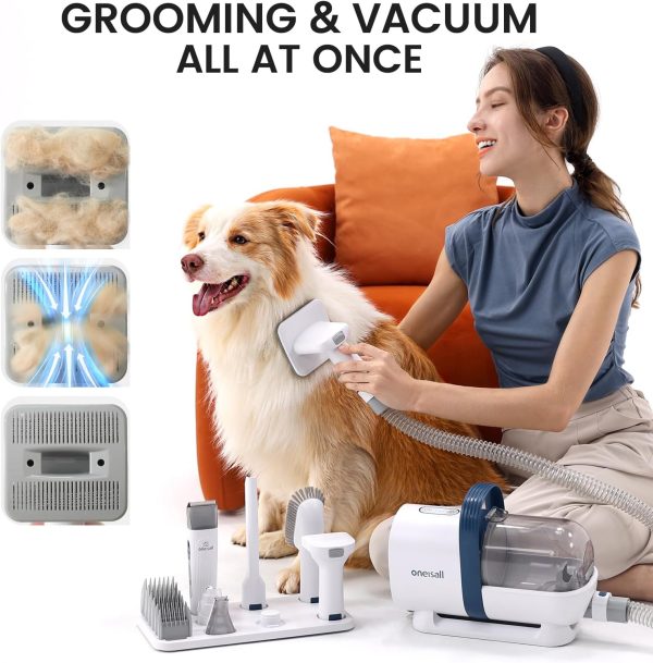 oneisall Dog Hair Vacuum & Dog Grooming Kit, Pet Grooming Vacuum with Pet Clipper Nail Grinder, 1.5L Dust Cup Dog Brush Vacuum with 7 Pet Grooming Tools for Shedding Pet Hair, Home Cleaning - Image 2