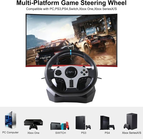 PXN V9 PC Game Racing Wheels,270°/900°Steering Wheel Gaming for PC With Pedals and Shifter,Driving Wheel for PS4 Xbox One, Xbox Series S/X, PS3,Switch - Image 2