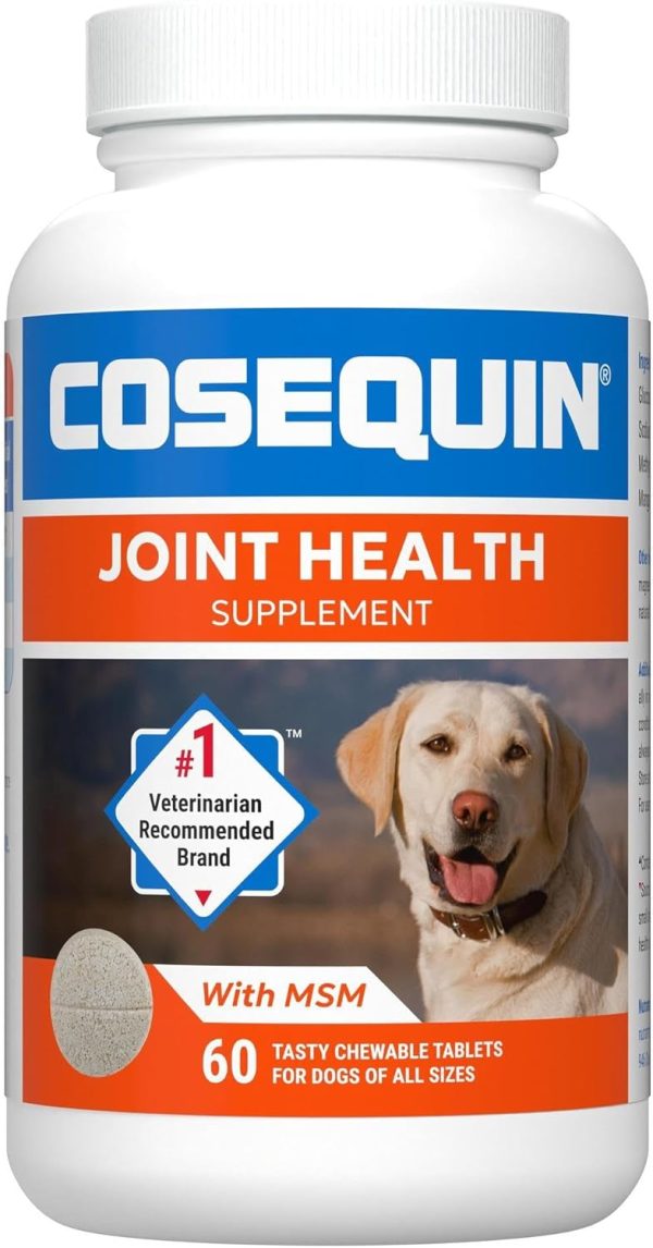 Nutramax Laboratories Cosequin Maximum Strength Joint Health Supplement for Dogs - With Glucosamine, Chondroitin, and MSM, 60 Chewable Tablets