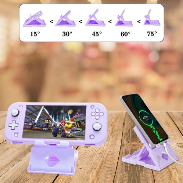 GUTIAL Accessories Bundle for Nintendo Switch Lite - Cute Kawaii NS Lite Accessories kit for Grils Boys Kids with Carrying Case, Cartoon Cover Case, Screen Protector, Stand - Purple - Image 6