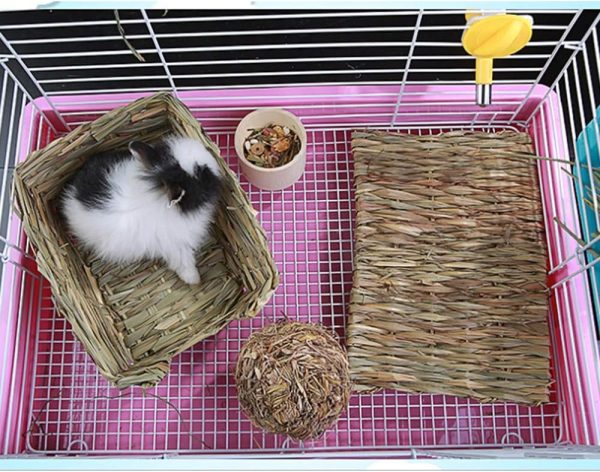 Grass Mat Woven Bed Mat for Small Animal Bunny Bedding Nest Chew Toy Bed Play Toy for Guinea Pig Parrot Rabbit Hamster Rat(Pack of 3) - Image 5