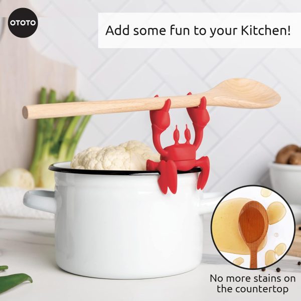 OTOTO Red the Crab Silicone Utensil Rest - Kitchen Gifts, Silicone Spoon Rest for Stove Top - Heat-Resistant, Funny Kitchen Gifts, Cooking Gifts - Non-Slip Spoon Holder Stove Organizer, Steam Releaser - Image 4