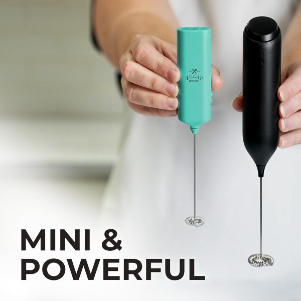 Powerful Milk Frother Wand - Mini & Mighty Handheld Drink Mixer - Portable Coffee Frother For Latte, Cappuccino, Matcha, Hot Chocolate, Creamer - Aqua - Image 2