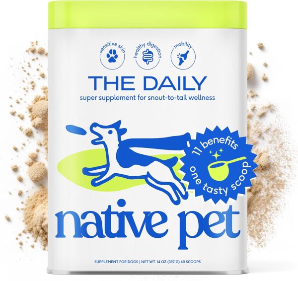 Native Pet The Daily Dog Supplement - 11 in 1 Dog Multivitamin - Tasty Scoop with Dog Supplements & Vitamins - Multi Vitamin for Dog Energy, Mobility, Skin & Coat - 12 Active Ingredients 14 oz