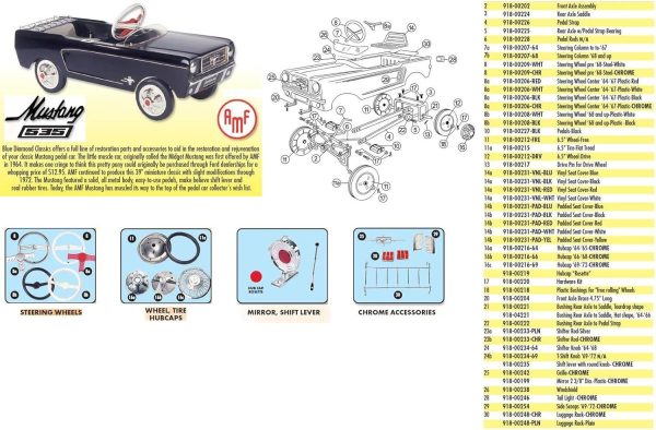 Speedway Motors Pedal Car Parts, AMF Compatible with Mustang Red Steering Wheel Center, 1964-67