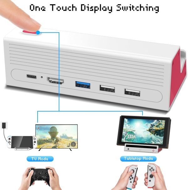 HEIYING Switch TV Docking Station for Nintendo Switch/Switch OLED, Portable Switch TV Dock Charger Stand with 4K HDMI Adapter/USB Port/Type C Charger Port. - Image 3