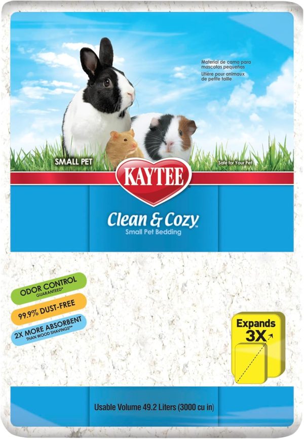 Kaytee Clean & Cozy White Paper Bedding, Made for Small Animals, 49.2 Liters