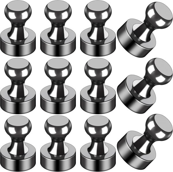 LOVIMAG 12Pcs Black Fridge Magnets, Small and Strong Magnets for Whiteboard, Office, Classroom, Map, Kitchen Accessories, Office Accessories, Locker Accessories