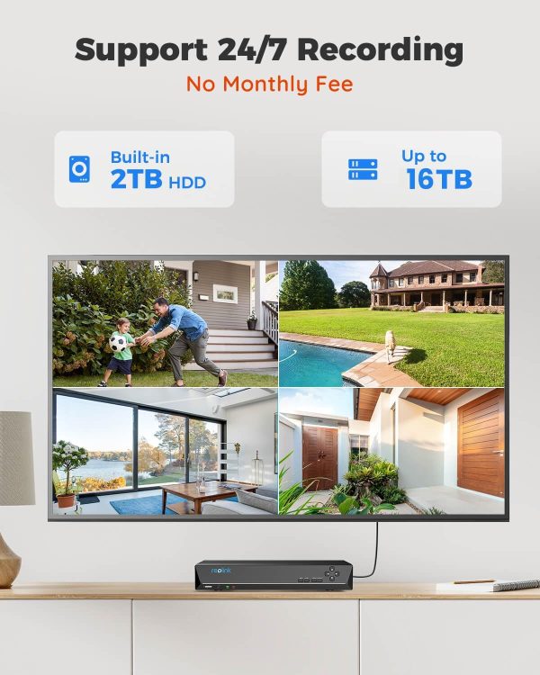 REOLINK Smart 5MP 8CH Home Security Camera System, 4pcs Wired 5MP PoE IP Cameras Outdoor with Person/Pet/Vehicle Detection, 4K 8CH NVR with 2TB HDD for 24-7 Recording, RLK8-520D4-5MP - Image 4