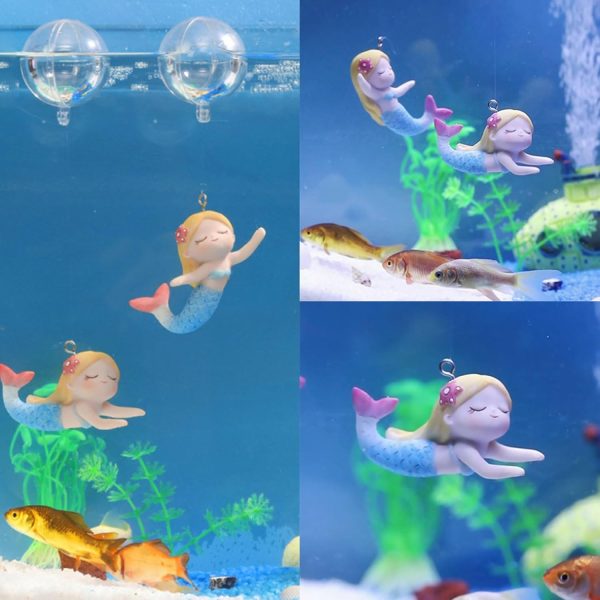 Floating Mermaid Fish Tank Decor, Cartoon Aquarium Decorations for Aquatic Pets to Play Resin Aquarium Ornaments Suitable for All Kinds of Fish Tank - Image 7