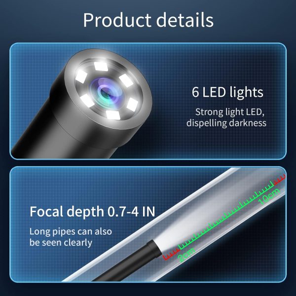 Endoscope Camera with Light,1080P HD Borescope with 6 LED Lights 9.8FT Semi-Rigid Snake Camera with Light, IP67 Waterproof Inspection Camera with Light Compatible for Android iPhone iPad - Image 3