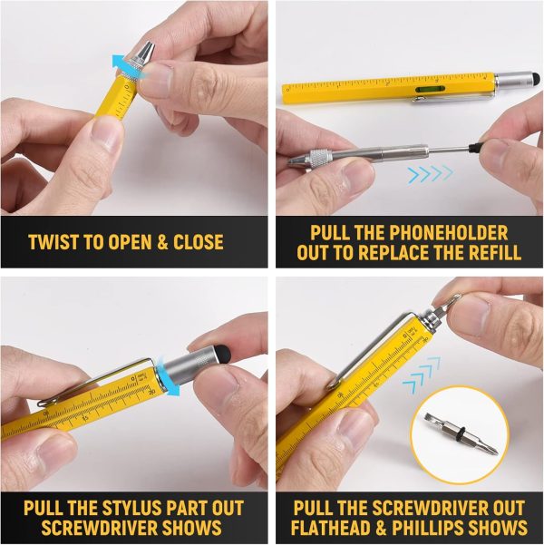 BIIB Stocking Stuffers for Adults Men Him, Multitool Pen Gifts for Men Dad Grandpa Him, Dad Mens Gifts for Christmas, Mens Stocking Stuffers 2024, White Elephant Gifts for Adults DIY Handyman Gadgets - Image 4