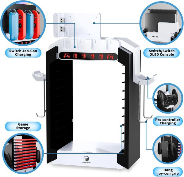 Switch Organizer Station with Switch Controller Charger, Multifunctional Storage Stand for Nintendo Switch Dock. for Switch Controller Holder、Joy con Charging Dock and Switch OLED Console - Image 3