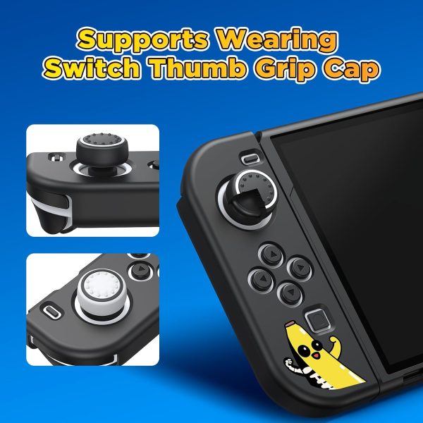 JEMDO Protective Case Compatible with Nintendo Switch OLED 2021, TPU Soft Slim Dockable Cover Protective Case Accessories for Switch Console and Grip Joy-Con, Switch Protector with Thumb Grips,Peely - Image 8