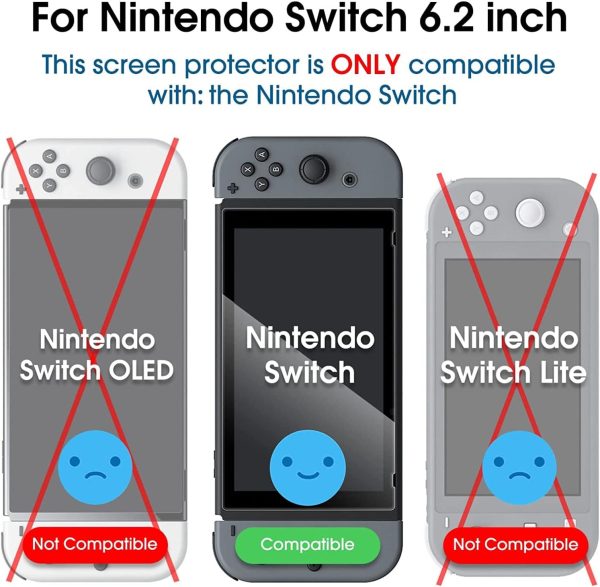 amFilm Tempered Glass Screen Protector for Nintendo Switch 2017 (2-Pack) - Image 2