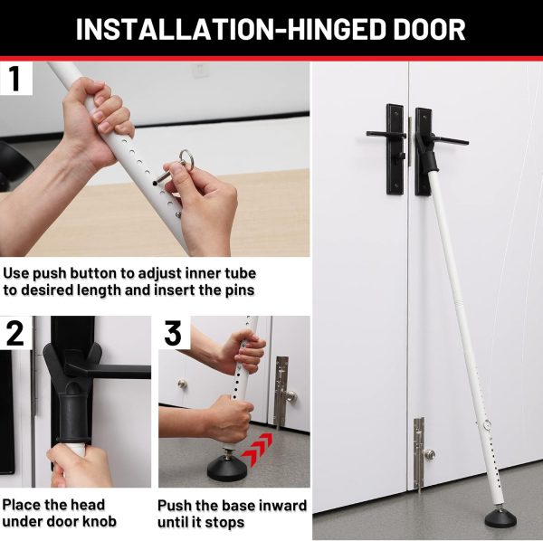 Door Stoppers Security Bar 2 Pack - Heavy Duty Door Jammer - Adjustable Sliding Door Lock Bar - Door Barricade Security Bars for Window, Front Door, Patio Door, Apartment, Home, Hotel Room - Image 6