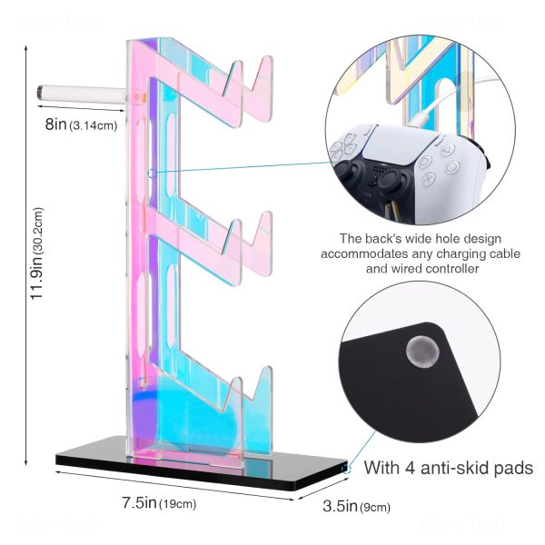 NiHome Iridescent Acrylic Multi-Tier Universal Game Controller Headset Holder Stand for PS5 Xbox ONE Switch Colorful Controller Stand Gaming Accessories Anti-Slip Stable Headphone Holder (3-Tier) - Image 6