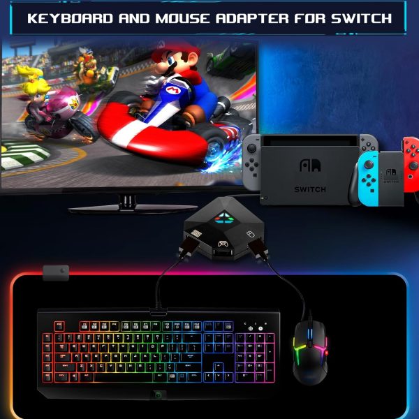 arVin Keyboard and Mouse Adapter for Nintendo Switch/PS4/PS3/Xbox One/Xbox 360 Consoles, Switch Adapter Support Custom Mapping/Mouse Sensitivity Adjustment/2.4G Wireless/Wired Keyboard Mouse Converter - Image 3