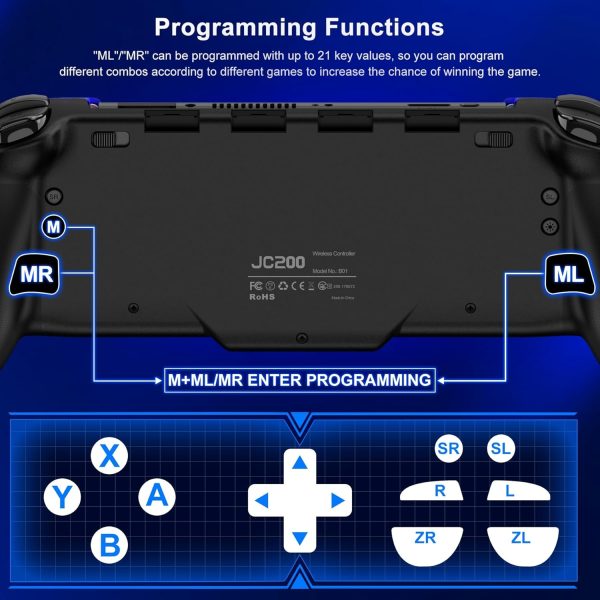 Switch Controller for Nintendo Switch/OLED, (No Drift, No Deadzone) Hall Effect Joystick Wireless Switch Controller With 9 Lights Color. One-Piece Switch Joypad for Those Who Prefer Handheld Mode - Image 6