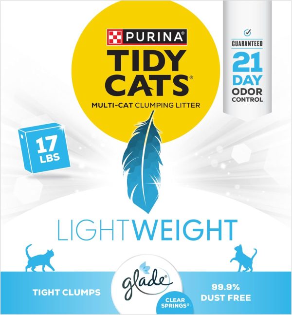 Purina Tidy Cats Low Dust, Multi Cat, Clumping Cat Litter Odor Control Formula, LightWeight Glade Clear Springs - 17 lb. Box