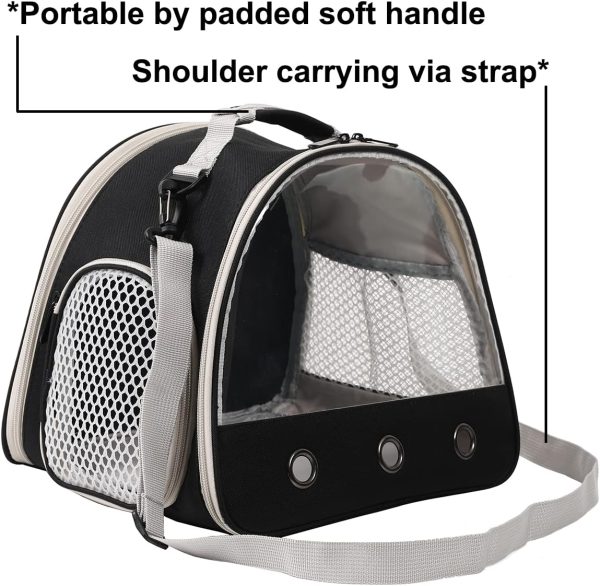 Bearded Dragon Travel Carrier,Lizards Carrier, Small Animal Travel Carrier for Sugar Glider Hedgehog Rat Parrot Bird Guinea Pig, Portable Guinea Pig Travel Carrier for 2 (Black, Carrier) - Image 3