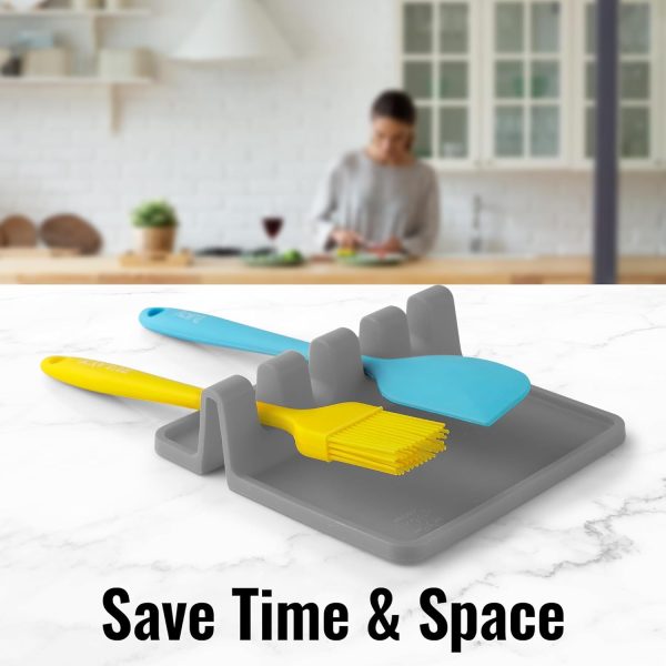 Zulay Kitchen Silicone Utensil Rest - BPA-Free, Durable Spoon Rest with Drip Pad - Heat-Resistant Spoon Rest for Stove Top - Spoon Rest for Kitchen Counter - Kitchen Gadgets & Kitchen Utensils Holder - Image 4