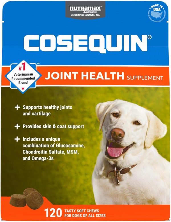 Cosequin Joint Health Supplement for Dogs - With Glucosamine, Chondroitin, MSM, and Omega-3's, 120 Soft Chews