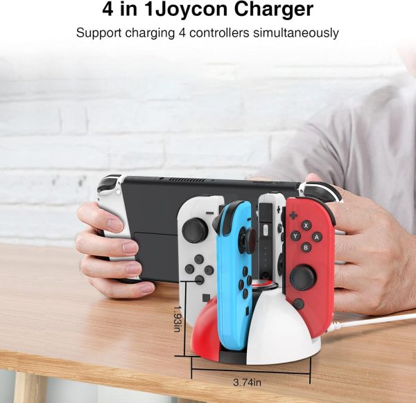 HEIYING Switch Controllers Charging Dock for Nintendo Switch/Switch OLED Joy-Con Controller, Switch Joy-Con Charging Dock with LED Indicator. - Image 3