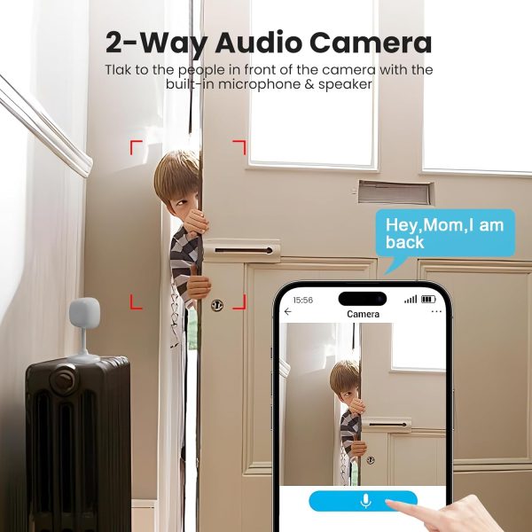 4 Pcs Indoor Pet Camera,WIFI Home Security Camera for Baby Monitor with Non-Stop Recording, Privacy Mode,2-Way Talk,Night Vision,AI Detection,Cloud& Micro SD Card Storage,Alexa&Google Home Support - Image 4