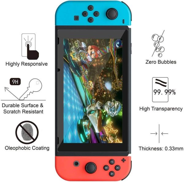 Daydayup Switch Case and Tempered Glass Screen Protector Compatible with Nintendo Switch - Deluxe Hard Shell Travel Carrying Case, Pouch Case for Nintendo Switch Console & Accessories, Streak Red - Image 6