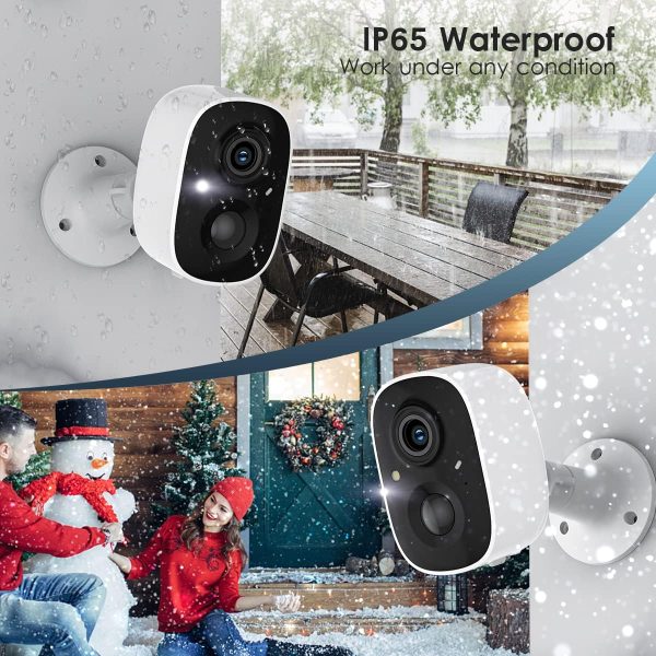 Security Camera Wireless Outdoor, 2-Way Talk Battery Powered Wi-Fi Cameras for Outside and Indoor 1080P Night Vision AI Motion Detection Spotlight Siren Alarm IP65 Weatherproof - Image 3