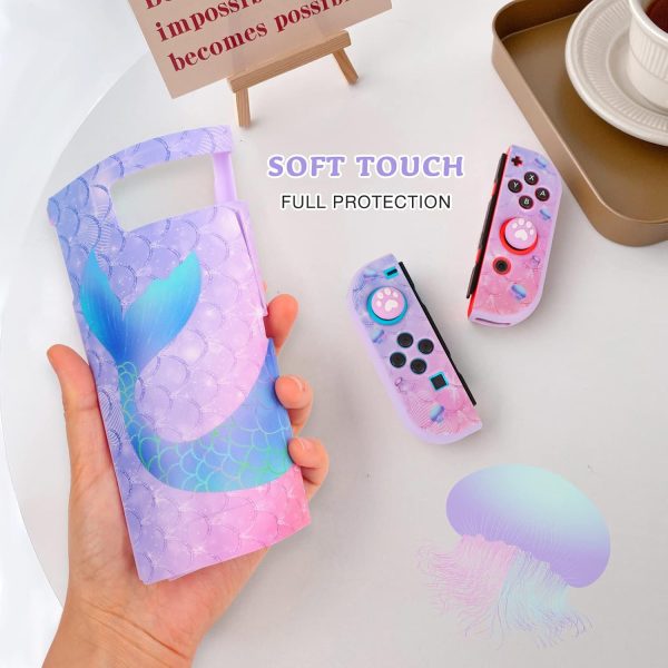 homicozy Purple Mermaid Hard Carrying Case for Nintendo Switch,Soft TPU Protective Case Cover with Portable Travel Case Compatible with Nintendo Switch for Girls - Image 4